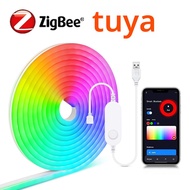 5V USB Neon RGB LED Strip Tuya Zigbee หรี่แสงได้ LED Light เทปริบบิ้นต้องการสมาร์ท GATEWAY Bridge Al