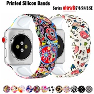 Printed band For Apple Watch ultra 49mm series 8 7 41mm 45mm44mm 40mm 42mm 38mm silicone sport bracelet iwatch 6 5 4 3 Se strap