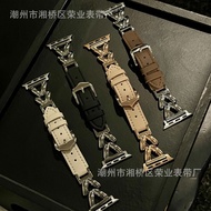 适用苹果iwatch手表s表带树叶金属链拼皮iwatc皮表带for apple iwatch watch s strap小念饰品阁20260115