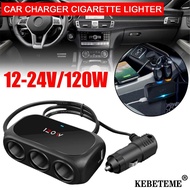 KEBETEME 120W Car Charger Car Ci-garete Li-ghter Splitter Dual USB LED Fast Charger 12V 24V Car Charger Adapter