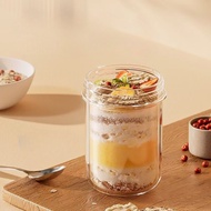 Breakfast Glass Portable Water With Lid And Spoon 430ml Sealed Oatmeal Cup