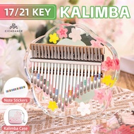 คาลิมบา Kalimba 17 /21 คีย์ อะครีลิคใส เปียโนนิ้ว ดีไซน์ซากุระ ของขวัญเครื่องดนตรี สำหรับผู้เริ่มต้น