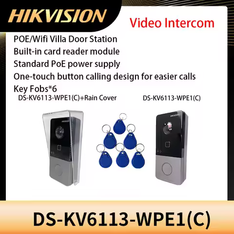 Hikvision Doobell DS-KV6113-WPE1(C) Wifi POE Convenient Hik-Connect APP Mobile Control Villa Door St