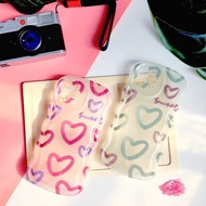 Case iPhone Phone Case Heart Pink - Green In Embossed Wavy Edge iPhone 11/12/13/14/Plus/Pro/Promax