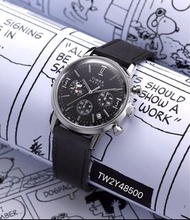 [包順豐] Timex Peanuts Snoopy Marlin Chronograph Joe Cool 40mm Black Dial Black Leather Strap Watch TW2