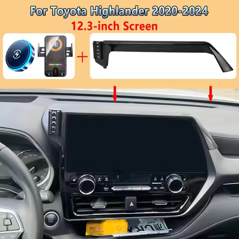 Car Phone Screen Holder For Toyota Highlander 2020 2021-2024 XU70 Magnetic Wireless Charging Fit 12.