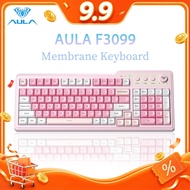 AULA F3099 Membrane Keyboard 99 Keys Tri-mode RGB Multi-function Roller for Wireless Office Keyboard