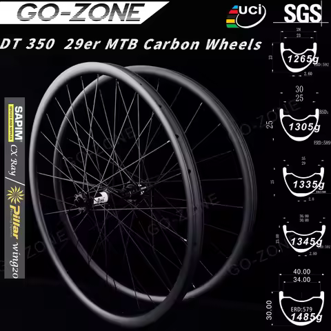 29er DT 350 Ratchet Light MTB Carbon Wheels Sapim CX Ray Pillar Wing20 6 Bolt / Center Lock UCI App 