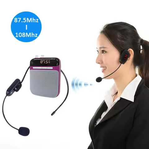 Portable Wireless FM Mic Head-Mounted Microphone with Receiver Professional Little Bee Teacher Speak