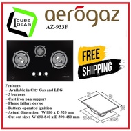 Aerogaz 90cm Tempered Glass Gas Hob (AZ 933F)| Local Singapore Warranty | Express Free Home Delivery