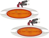 4-1/8" Amber/Red Led Side Marker Lights 4 LED Chrome Surface Mount with Bullet Plugs Waterproof Truc