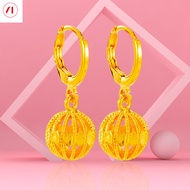 XT Jewellery เกาหลี24K Hollow Ball Drop ต่างหูแฟชั่นผู้หญิง916 Original Gold Plated