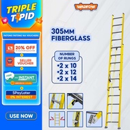 Wadfow 2 x 10 | 2 x 12 | 2 x 14 Extension Fiberglass Ladder Max Load 150kg (330 lbs) WLD0920 (WHT)