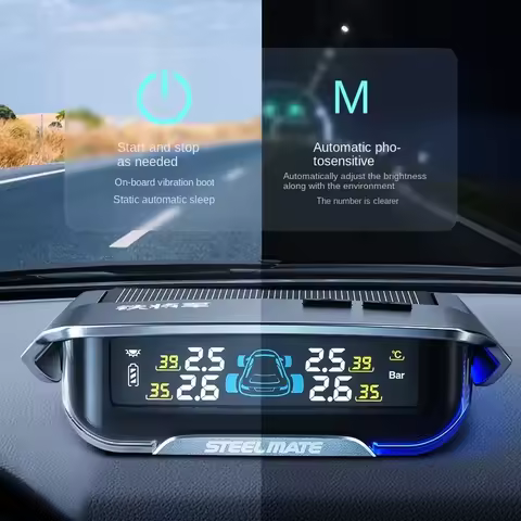 Steel Mate Tire Pressure Monitor Built-in External X1+ Plus Car Tire Sensor Solar Tire Inspection pk