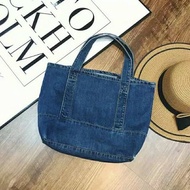 JM S Handbag Denim Bag Tote Tas Jeans Jinjing Wanita Canvas Cotton Kecil Main Kuliah Korea