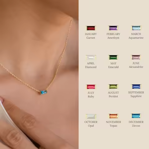 Stainless Steel December Birthstone Necklace 12 Birthstone Pendant Women's collarbone chain necklace