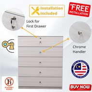 ARTY Chest Drawer 5 Layer Almari Baju Ikea 5 Tier Putih Cupboard Wardrobe Cabinet Storage White Color Bedroom Furniture