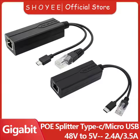 POE Splitter 48V to 5V Micro USB tpye-C 100Mbps and1000Mbps Gigabit POE Camera Injector Power Supply