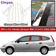 8Pcs Glossy Chrome PC Material Mirror Effect Car Door Window Center Middle B C Pillar Post Column Co