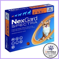 NEXGARD SPECTRA for Dog 2 to 3.5 Kg ORANGE 3 Chews Flea Tick Heartworm control[Expiry Nov-24]