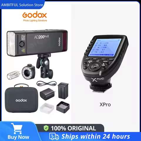 Godox Flash 200Ws AD200ProII AD200Pro II TTL 2.4G Wireless Camera Pocket Flash Compatible with Nikon