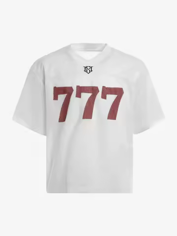 Women 777 Y2K Summer Streetwear Casual Sport Breathable Mesh Number Pattern Football Black White Ove