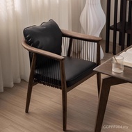 Medieval Style Solid Wood Armrest Dining Chair Lonely Tea Table Chair Rope Braided Leisure Back Chai