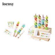 [Ioensy] Beads Sequencing Toy Hand Eye Coordination Wooden Holiday Gift Sequence Game Style A