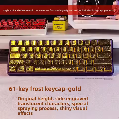 KUXM Frosted Gold 61 PBT Side-Engraved Backlit Metallic Compatible With Wooting60 Original Keycaps