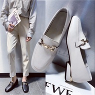 HA8 Mary Jane Chunky Heel Shoes - Soft Leather Women's Spring Loafers