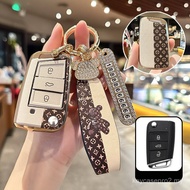 Cute Remote Key Case Car Key Cover For VW Volkswagen Golf MK7 Tiguan MK2 SEAT Ateca Leon FR 2 Ibiza 