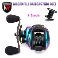 【Carbon body】New MAGIC PILL Ultralight 159g Dual Spools BFS Reel Baitcasting Reel 8.0:1 MAX Braking 