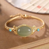 Jade bangle jade Bracelet for womenJewelry gold bracelet for women lucky charmRetro bamboo leaves ba