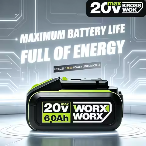 Genuine Worx Replacement New Battery,20V 6.0Ah/8.0Ah for WORX Power Tools Series Compatible with WA3