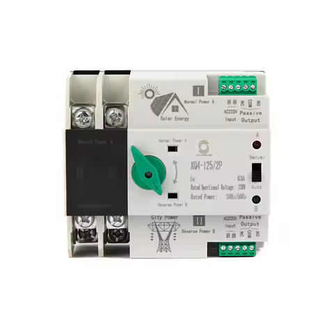 ATS Single Phase 2P 16 Amp 32A 63A 100A 125A Automatic Changeover Switch Low Voltage Ac 230V Automat