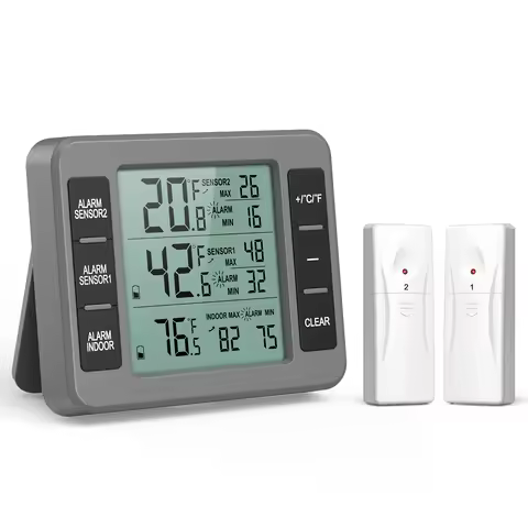 ORIA Fridge Thermometer Digital Freezer Thermometer with 2 Sensors Refrigerator Therm Wireless Indoo