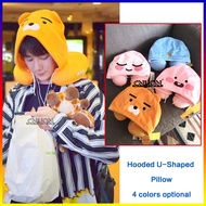 🌟 Kakao friends plush U-shaped Pillow Doll Neck Pillow Stretch Cotton Hooded