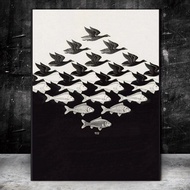 Sky & Water 1938 Mc Escher ภาพยนตร์โปสเตอร์และภาพพิมพ์ผนังผ้าใบภาพวาดงานศิลปะสำหรับ Living 0316
