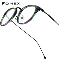 FONEX Acetate Titan Gọng kính nam thiết kế Thương hiệu Mới Kính mắt dáng vuông nữ Nhật Bản siêu nhẹ 