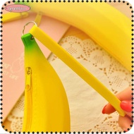 LIKE Silicone Pen Bag, Banana Shape Silicone Banana Zero Wallet, Creative 2.36*7.87 Inch Yellow Purs
