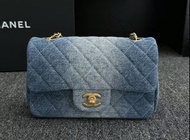 Chanel 24A classic flap mini cf 20cm denim blue 香奈兒 經典金扣 水洗丹寧牛仔布 單肩斜孭包 腋下袋 藍色漸變 A69900-B16747-NX158 