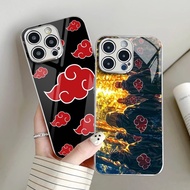 Naruto Akatsuki Silver Electroplated Glass Phone Case For Iphone 16 16e 15 Pro Max 14 13 12 Mini 11 
