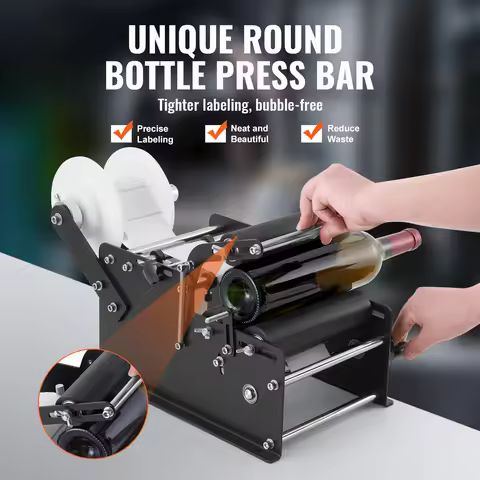 SucceBuy Manual Round Bottle Labeling Machine 15-20pcs/min Adjustable Labeler Bottles Diameter 0.78-
