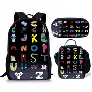 Alphabet Lore beg sekolah kids School bag set backpack for Elementary and Middle School pencil case lunch bag Backpack can customize