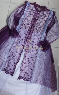 Gamis Anak Perempuan Brokat Lebaran dengan Outer Transparan dan Inner Putih