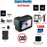 กล้องโกโปร9/10แอคชั่น GoPro มือถือ2nd วิดีโอ5K 20MP ภาพถ่ายกล้องกีฬาสีหน้าจอด้านหน้ามือสอง