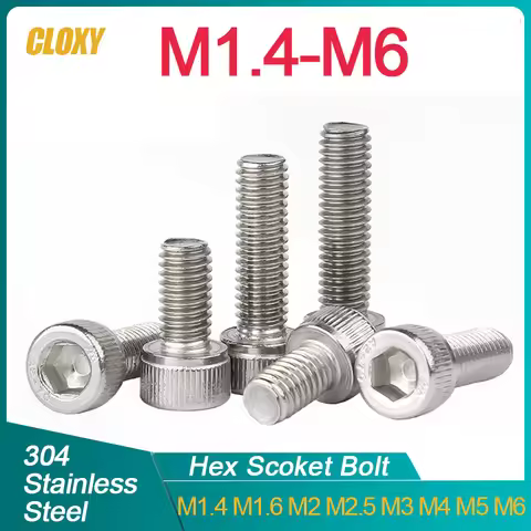10-100pcs M1.4 M1.6 M2 M3 M4 M5 M6 304 A2-70 Stainless Steel DIN912 Hexagon Hex Socket Cap Allen Hea