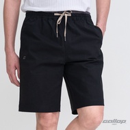 GALLOP : Mens Wear CASUAL SHORTS กางเกงขาสั้นเอวยางยืด รุ่นต่อขอบ GS9024 สี Super Black ดำ / ราคาปกต