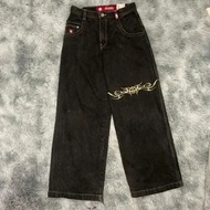 AQLKY JNCO Jeans New Harajuku Hip Hop Retro Figure Graphic Embroidered Baggy Jeans Denim Pants Men W