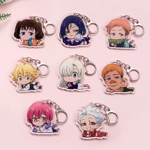 1/8Pcs Anime The Seven Deadly Sins Acrylic Keychain Cute Backpack Pendant Funny Bag Charms Accessori